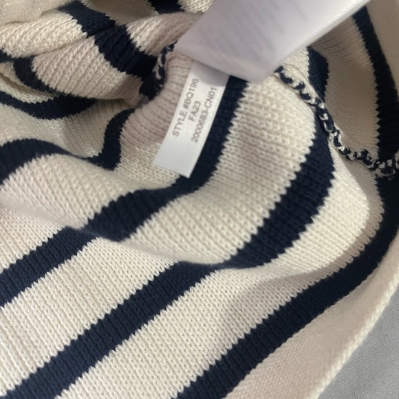 J Crew Striped Cotton Lady Jacket Cardigan Sweater Navy Blue Small BQ196 Preppy - Picture 4 of 5